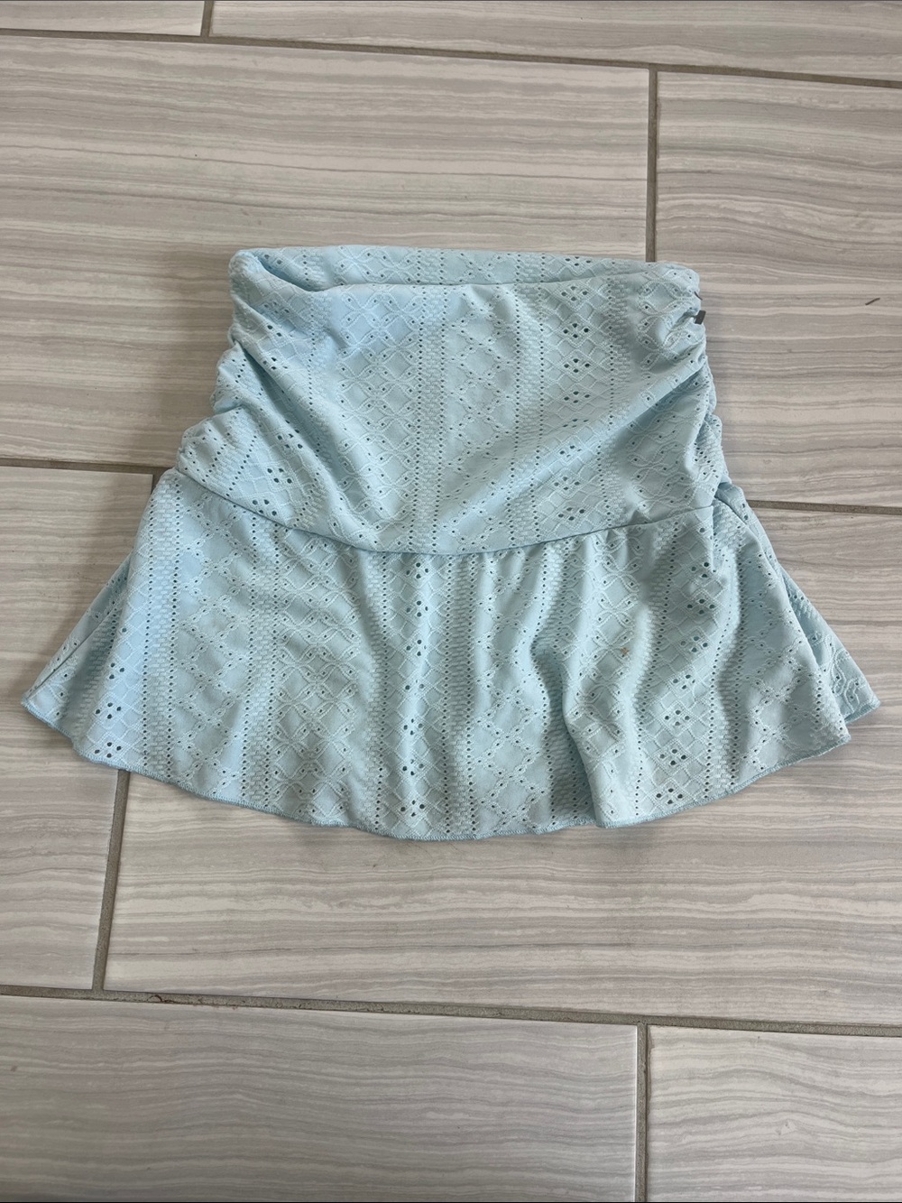 Light Blue Eyelet Circle Skirt - Women